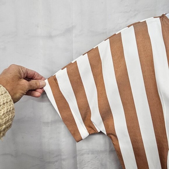 Journey Five Brown White Striped Retro Fit & Flare Dress XL - Picture 3 of 14